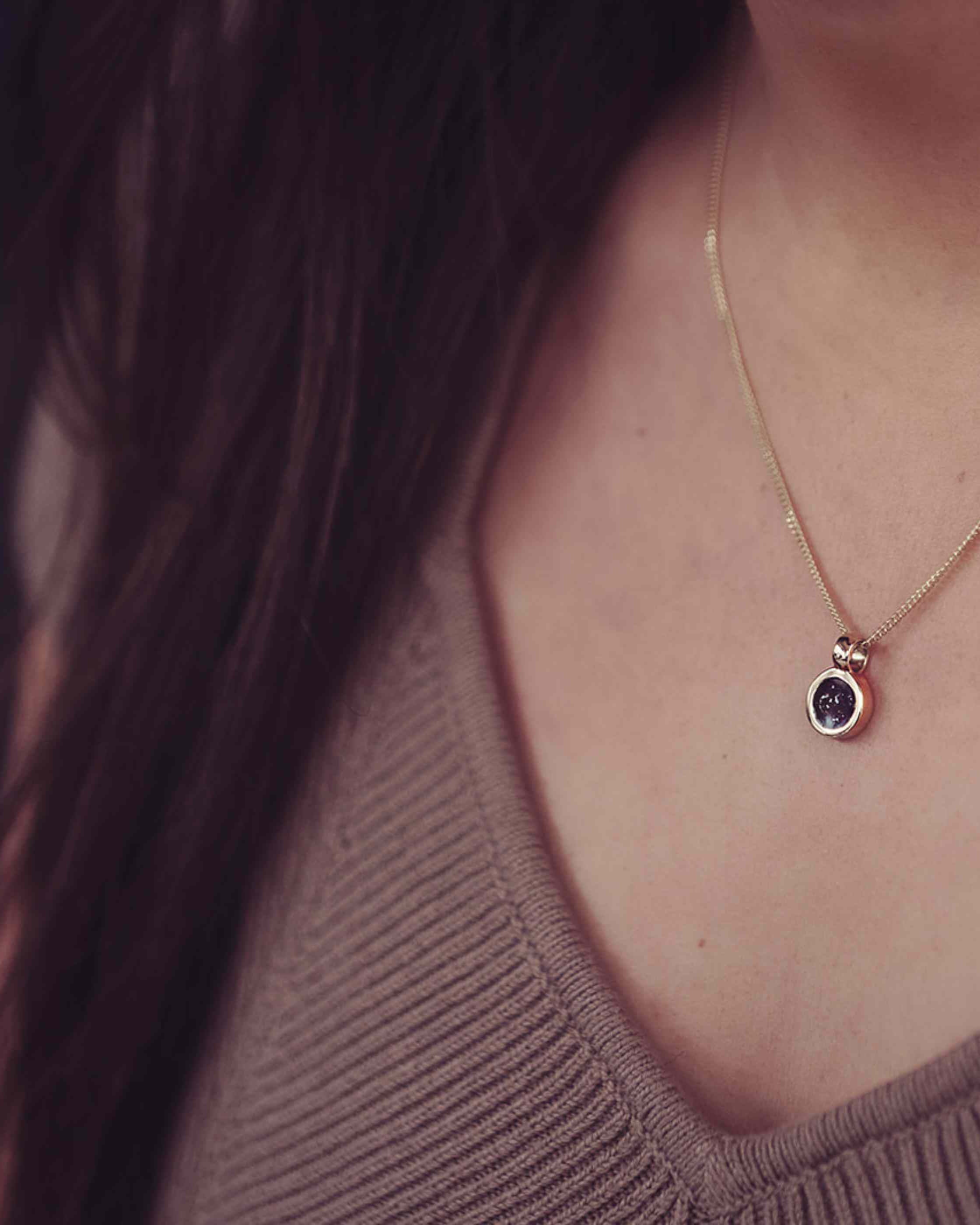 Gold Cremation Ashes Small Round Necklace