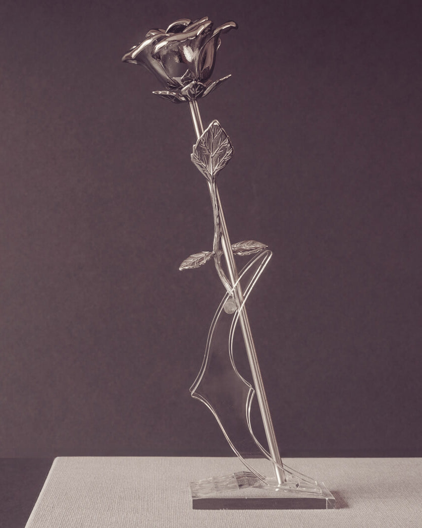 Silver Cremation Ashes Rose Urn