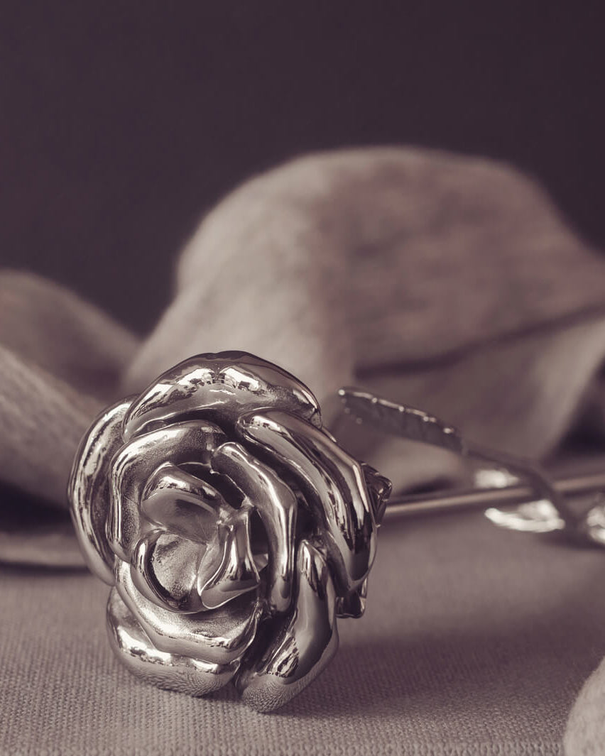 Silver Cremation Ashes Rose Urn