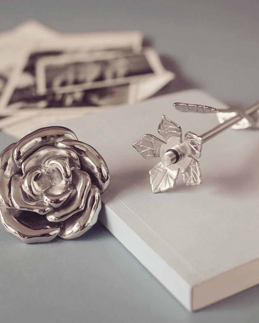 Silver Cremation Ashes Rose Urn