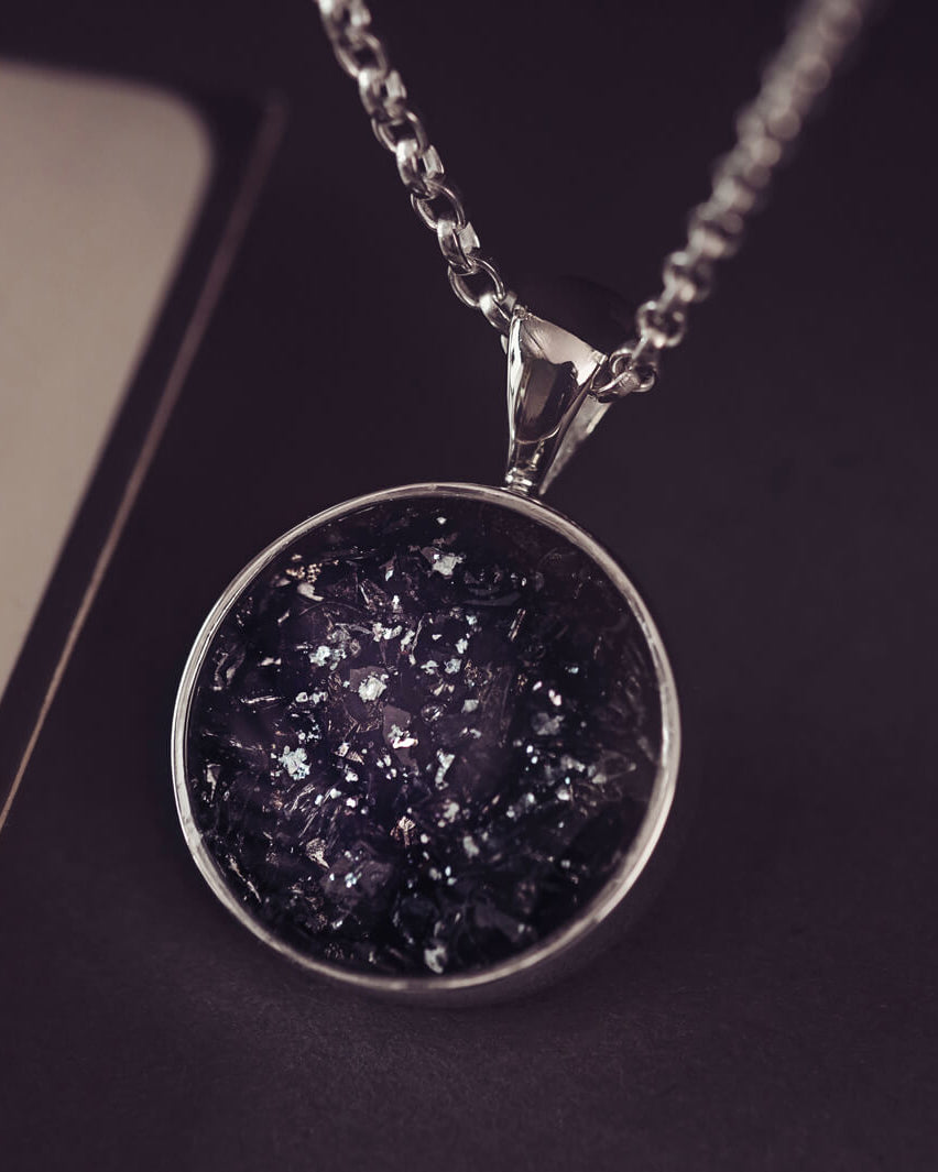 Cremation Ashes Round Pendant Necklace