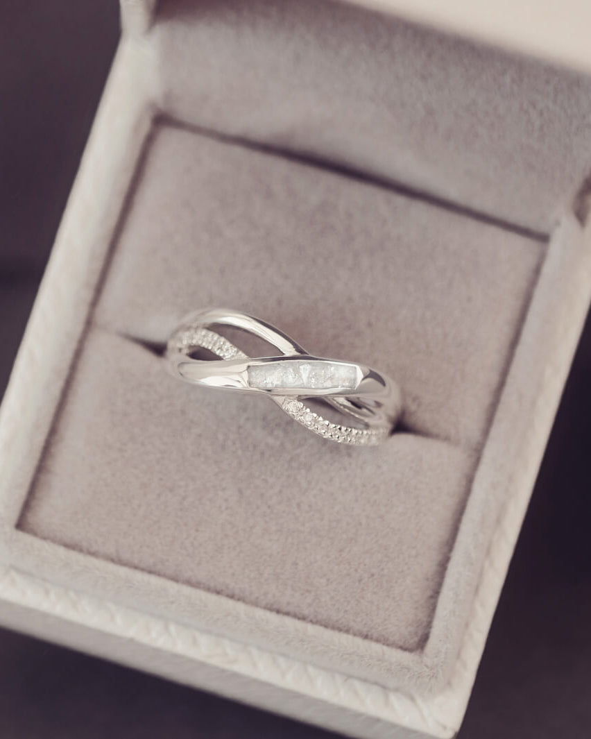 sterling silver & cubic zirconia sterling silver ring, made with cremation ashes