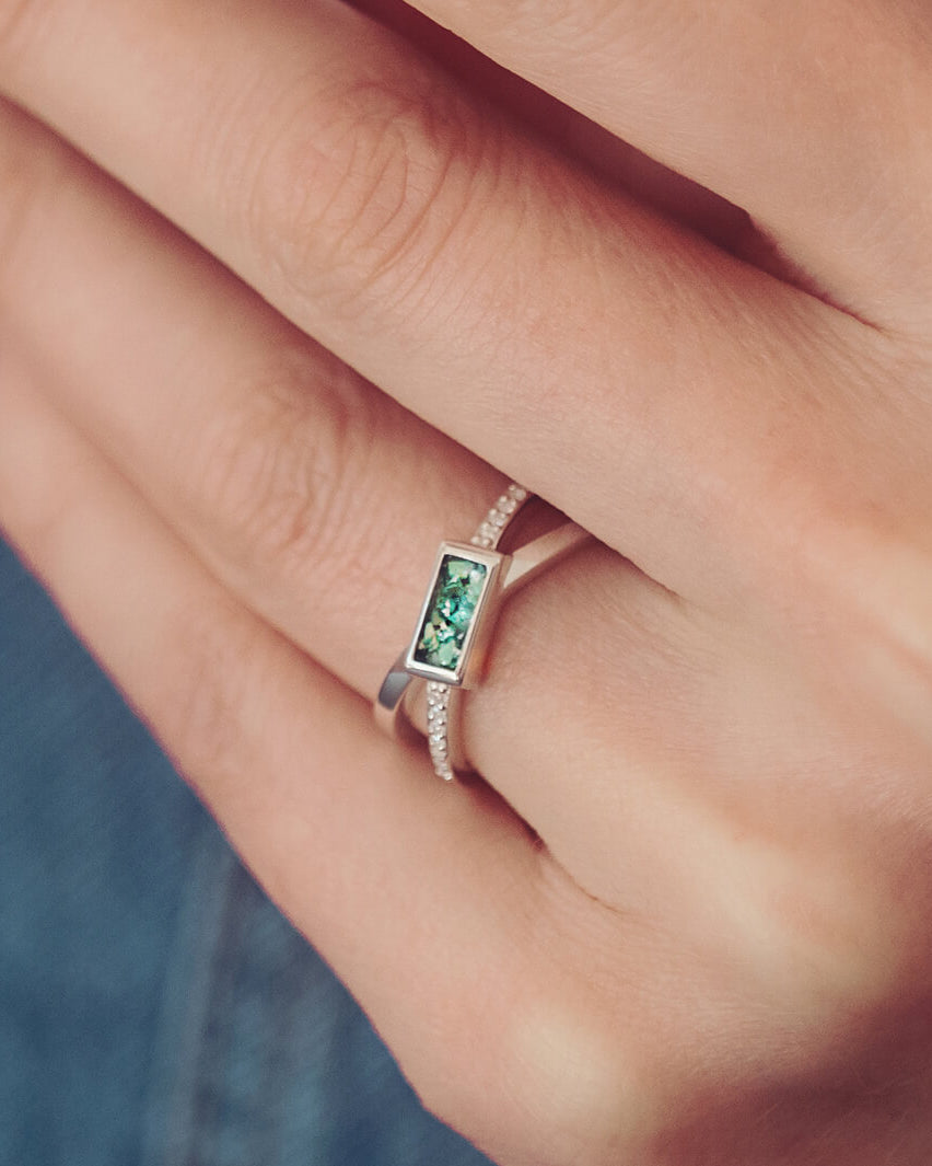 sterling silver & cubic zirconia sterling silver ring, made with cremation ashes