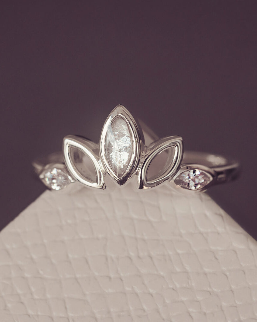 Sterling Silver Ring, created with your loved ones ashes, with Cubic Zircona gemstones
