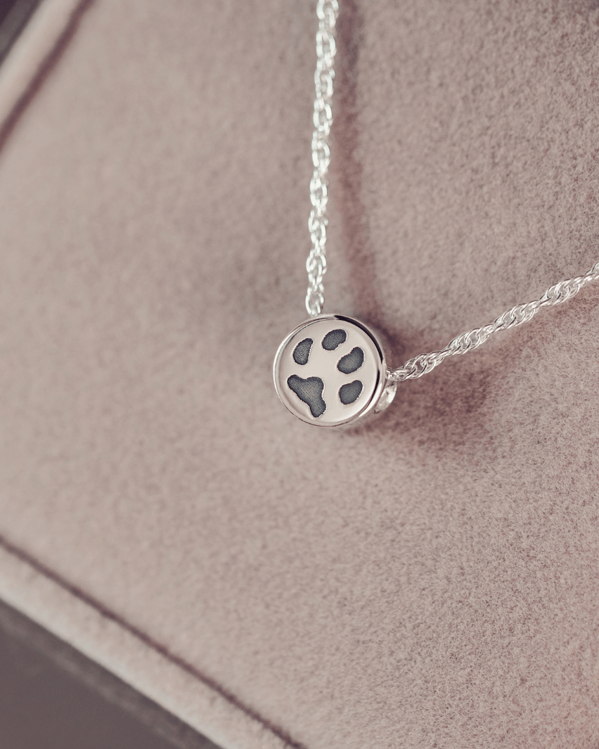 Family Necklace, One Pawprint Charm