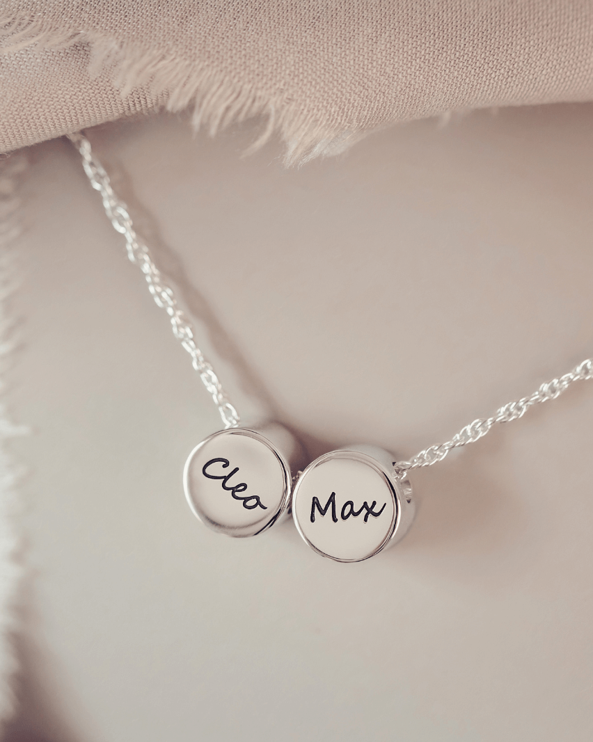 Family Necklace, Two Pawprint Charms