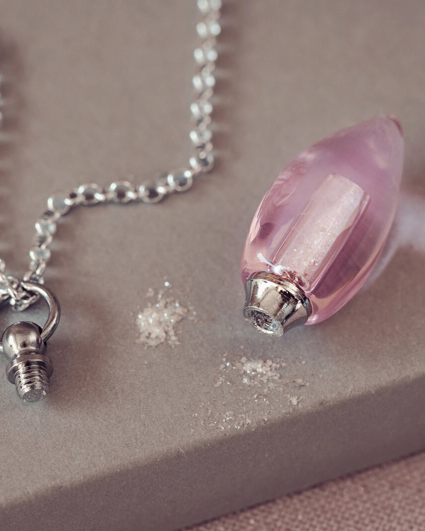 Glass Ashes Pink Waterdrop Necklace