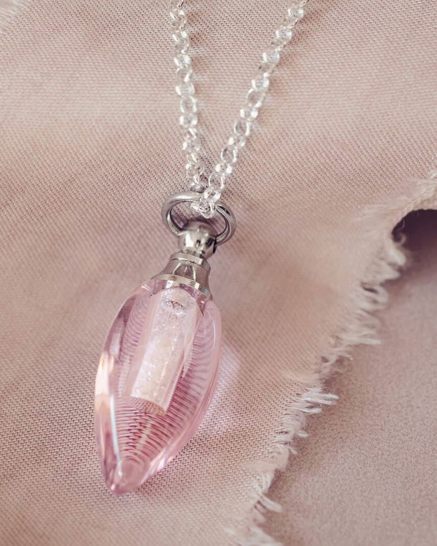 Glass Ashes Pink Waterdrop Necklace