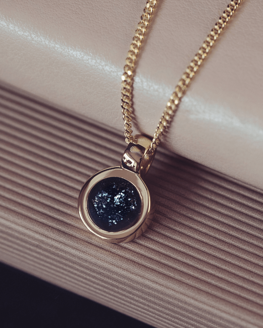 Gold Cremation Ashes Small Round Necklace