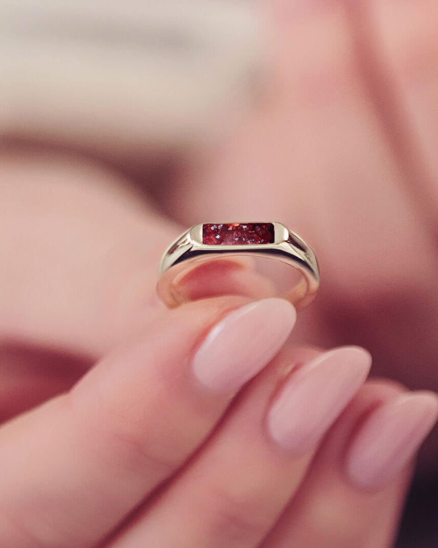 Gold Cremation Ashes Ring