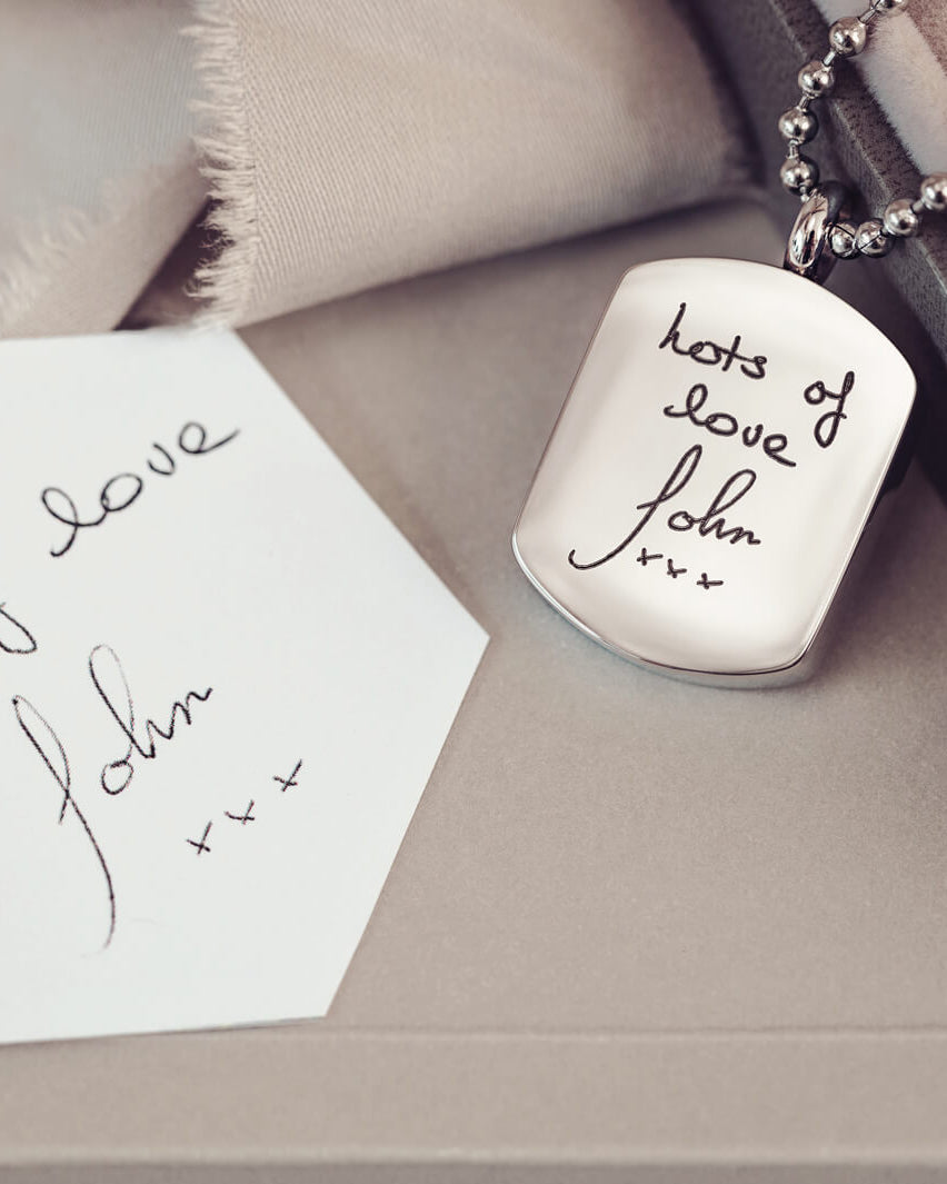 Handwriting Dog Tag Ashes Urn Necklace