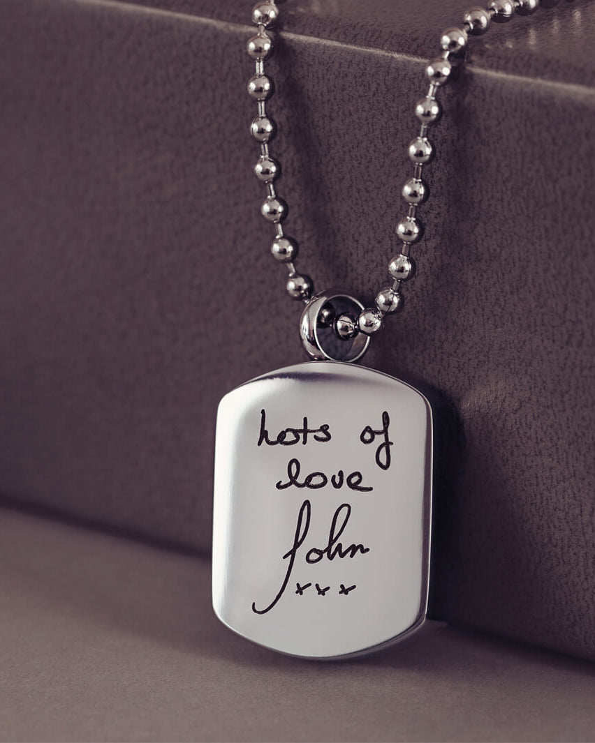 Handwriting Dog Tag Ashes Urn Necklace