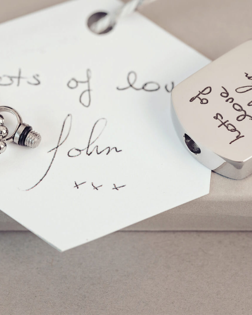 Handwriting Dog Tag Ashes Urn Necklace