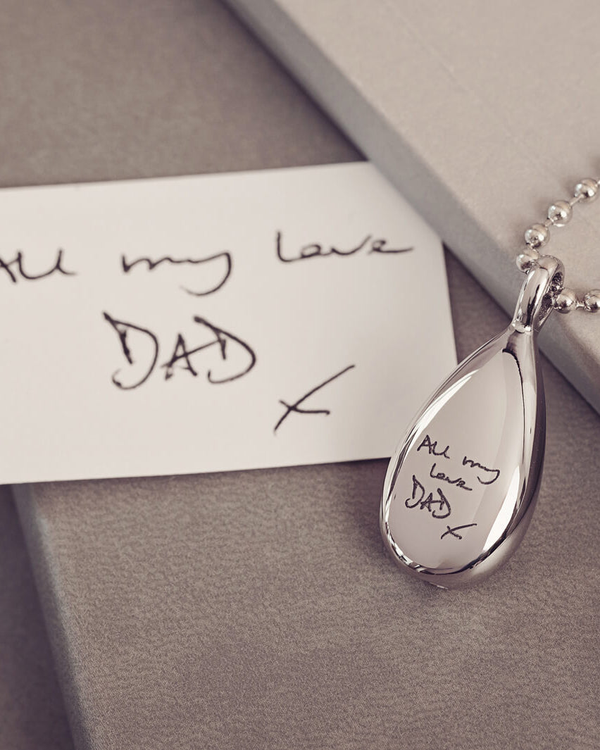 Handwriting Teardrop Cremation Urn Necklace