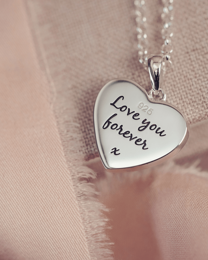 Cremation Memorial Hair Small Heart Necklace reverse