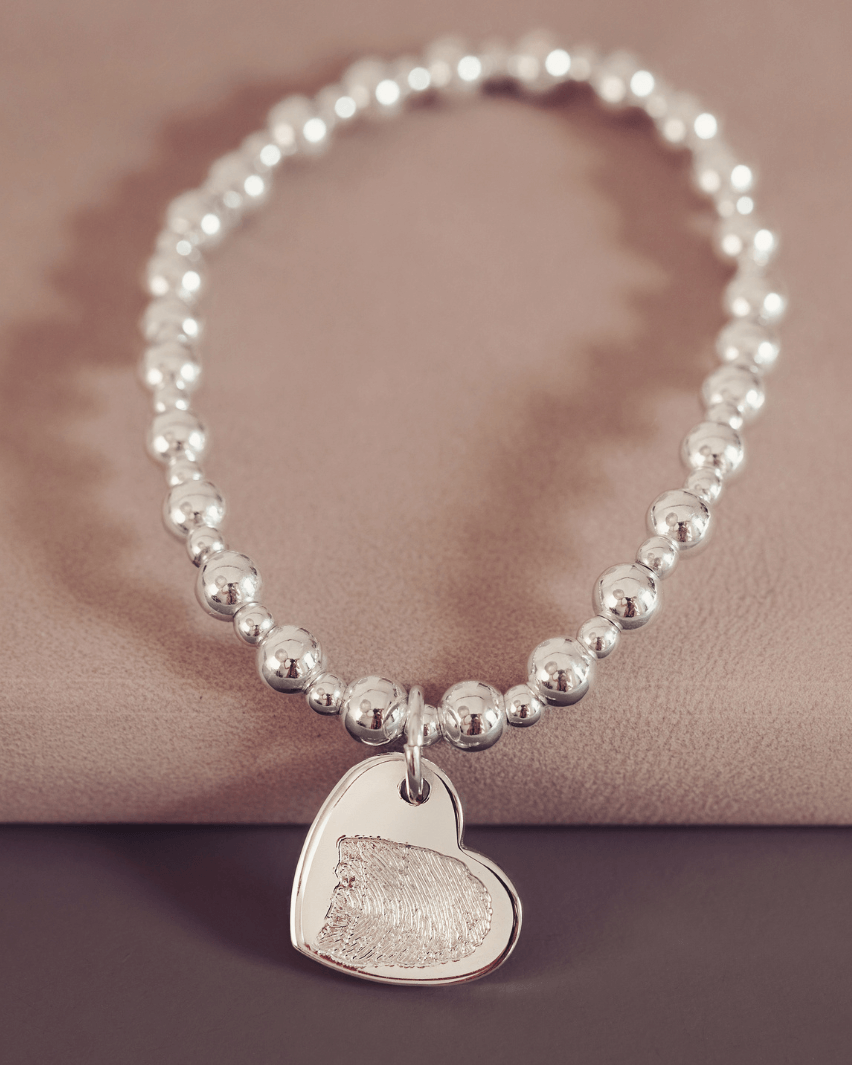 Memorial Fingerprint Bead Bracelet