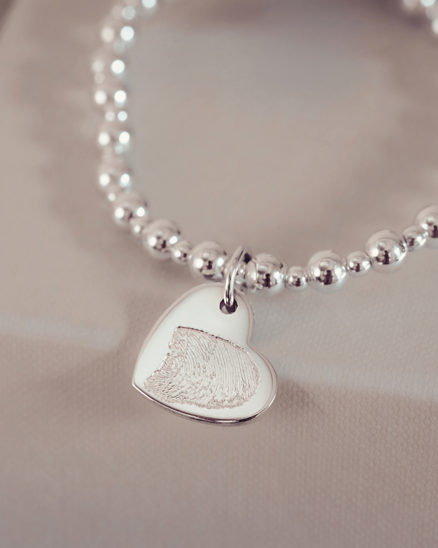 Memorial Fingerprint Bead Bracelet