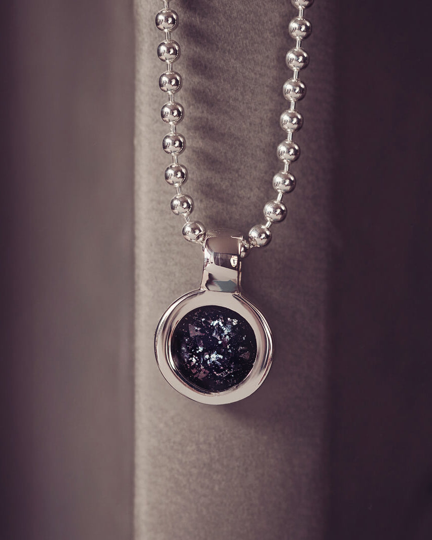 Mens Ashes Round Pendant Necklace
