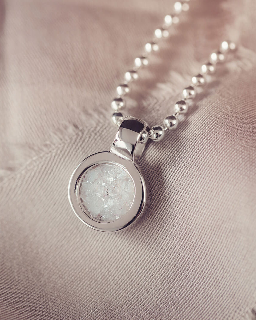 Mens Ashes Round Pendant Necklace
