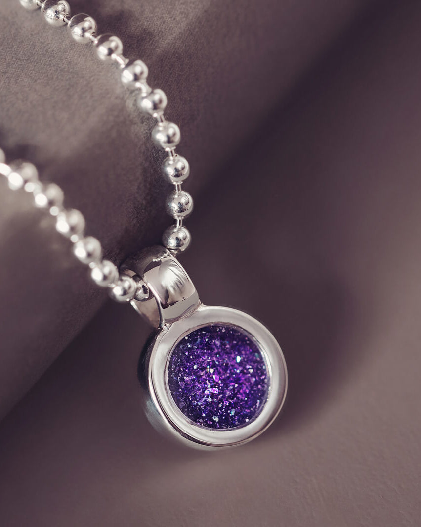 Mens Ashes Round Pendant Necklace
