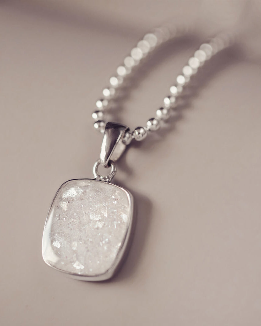 Mens Cremation Ashes Square Tag Necklace