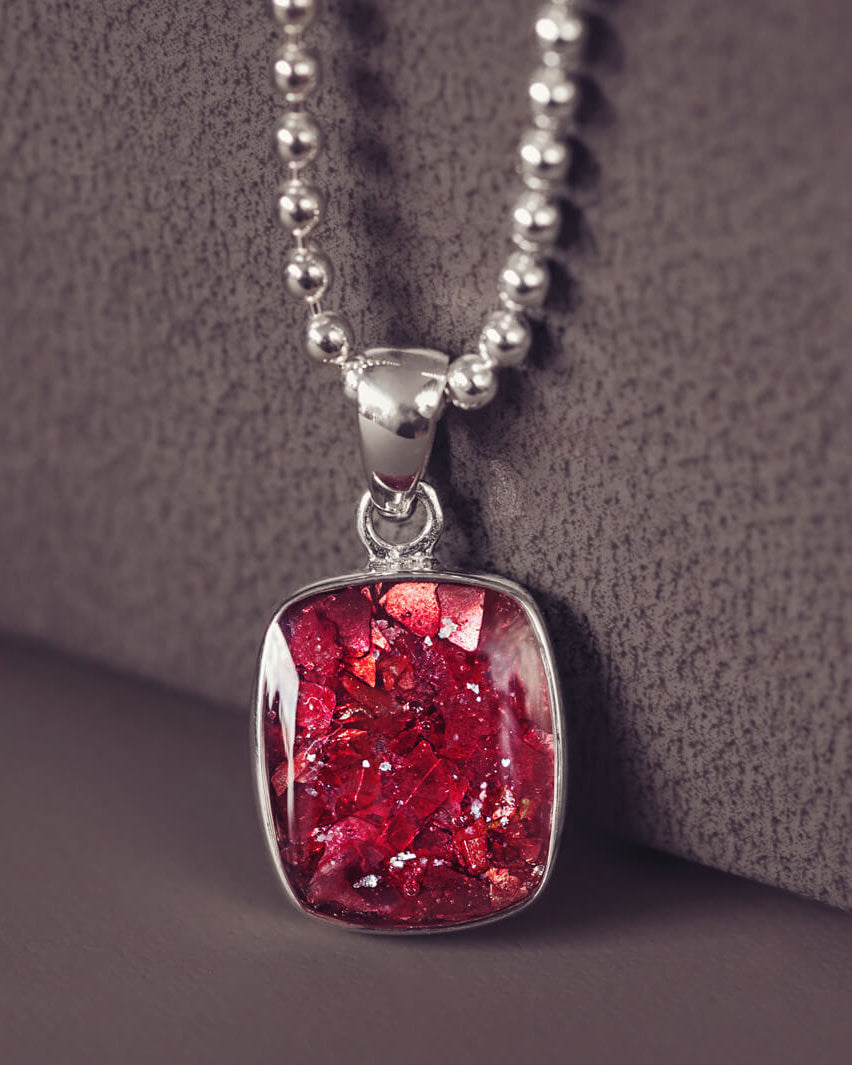 Mens Cremation Ashes Square Tag Necklace