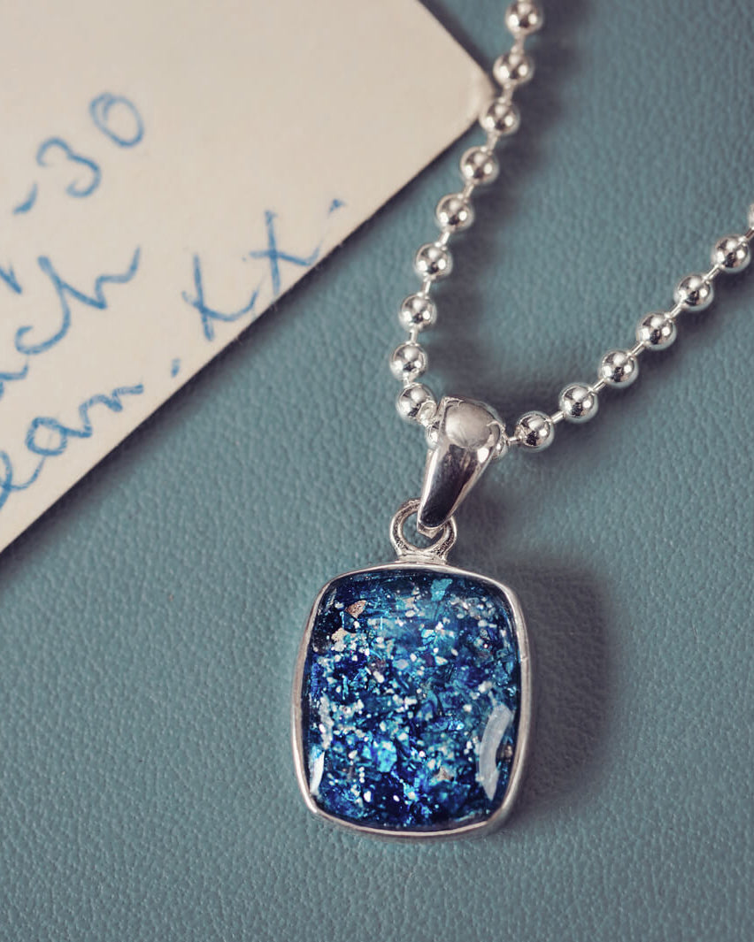 Mens Cremation Ashes Square Tag Necklace