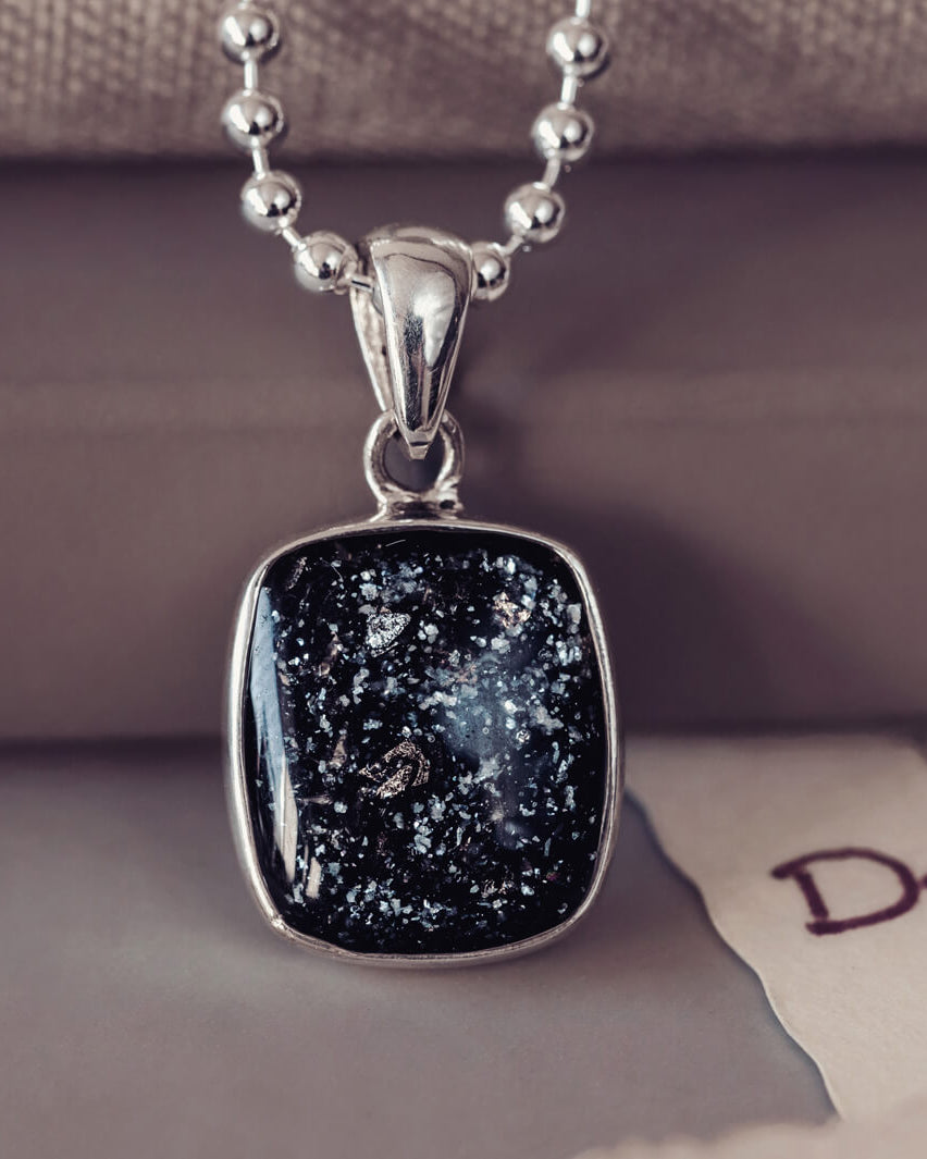 Mens Cremation Ashes Square Tag Necklace