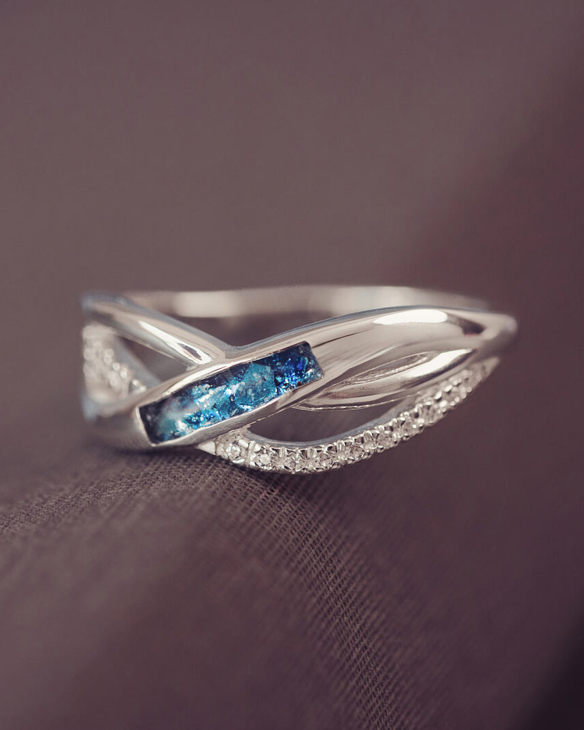 sterling silver & cubic zirconia sterling silver ring, made with cremation ashes