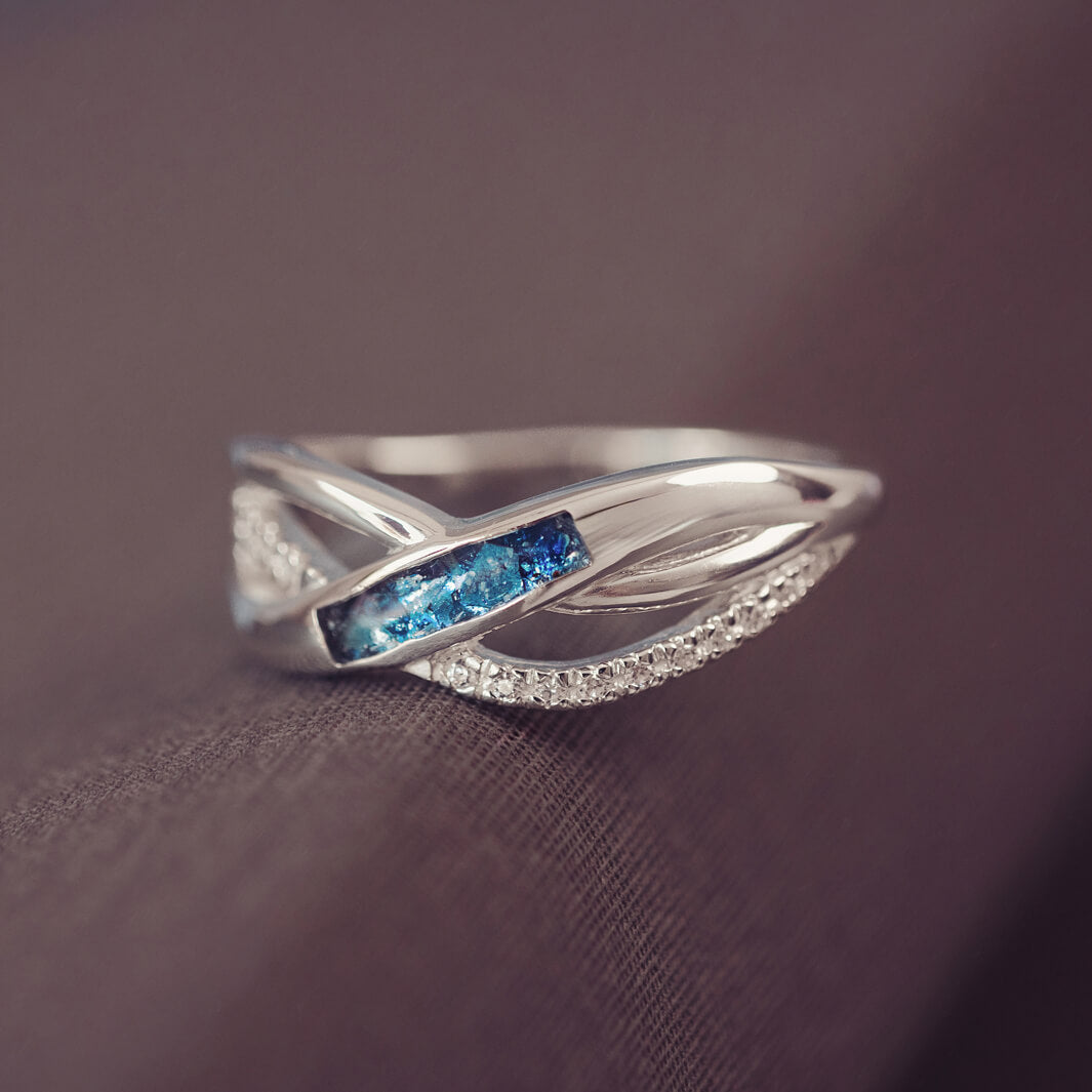 sterling silver & cubic zirconia sterling silver ring, made with cremation ashes
