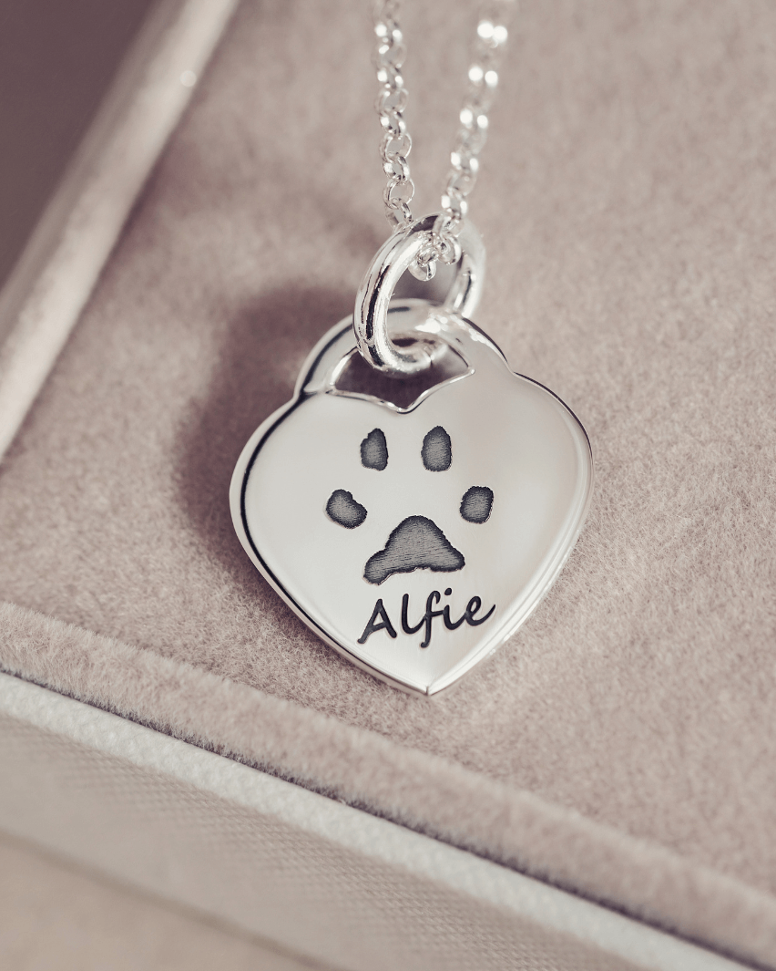 Pawprint Lock Heart Necklace