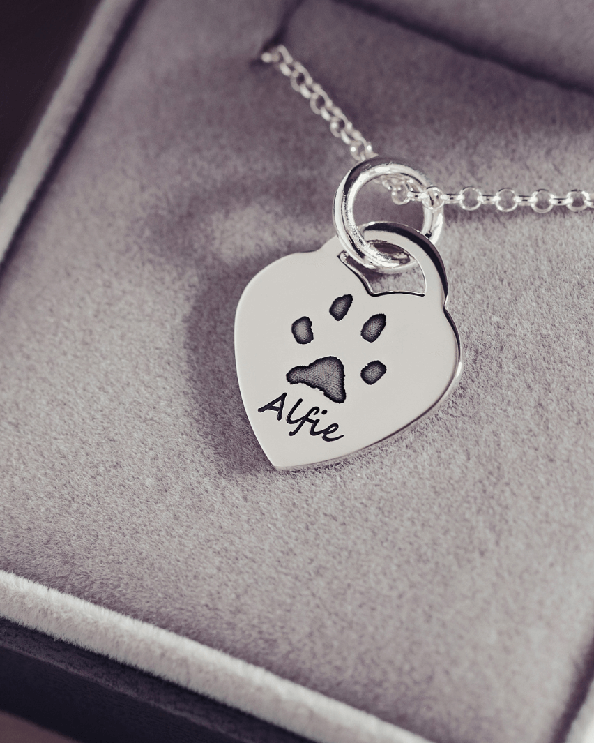 Pawprint Lock Heart Necklace