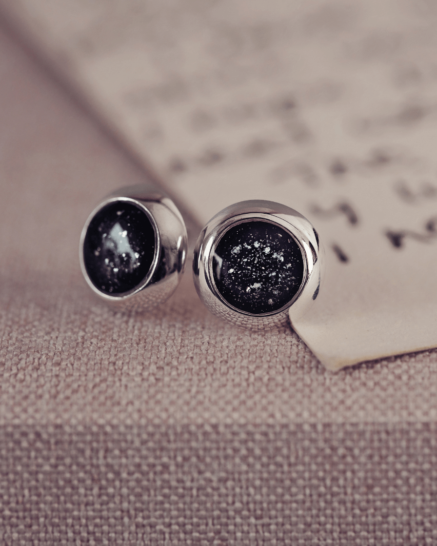 Cremation Ashes Round Earring Studs