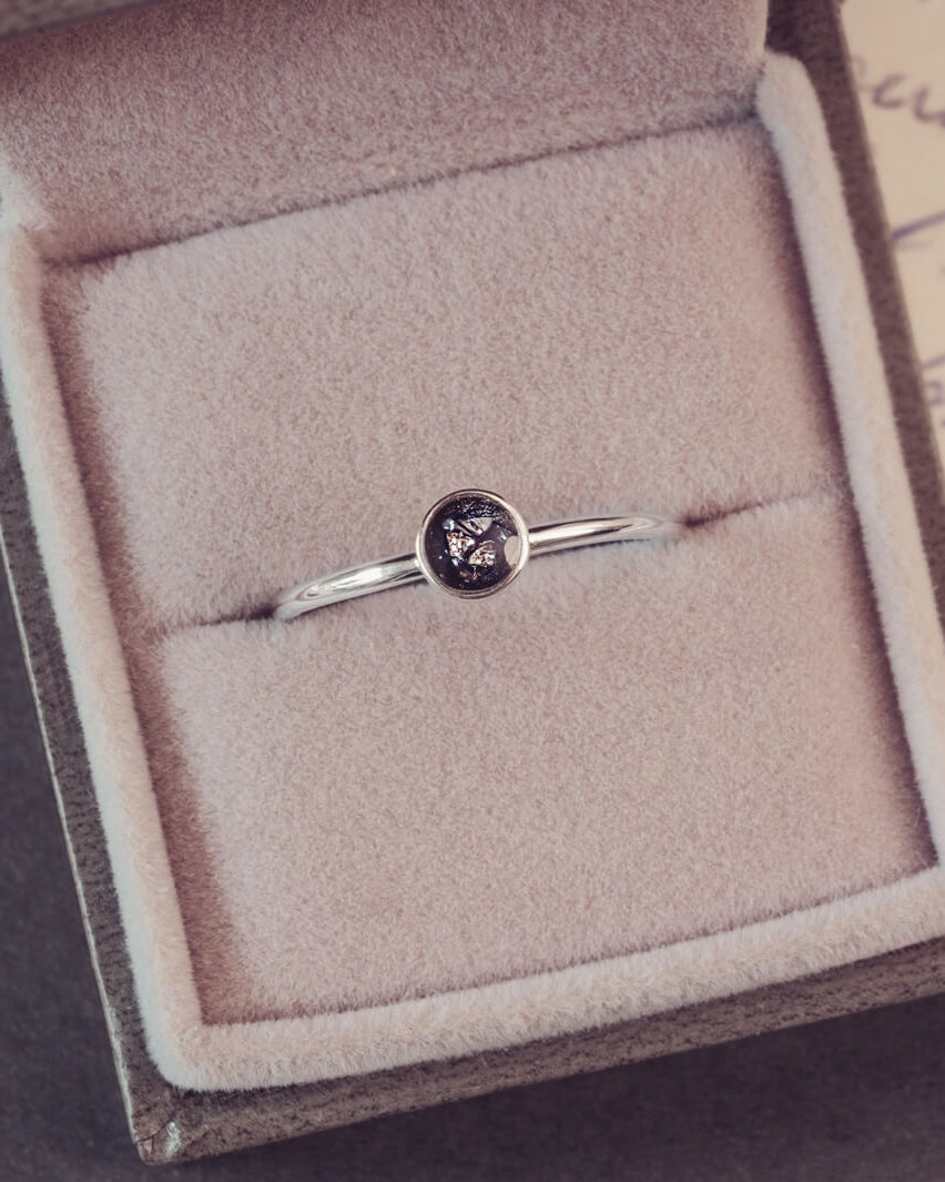 Silver Cremation Ashes Bezel Ring