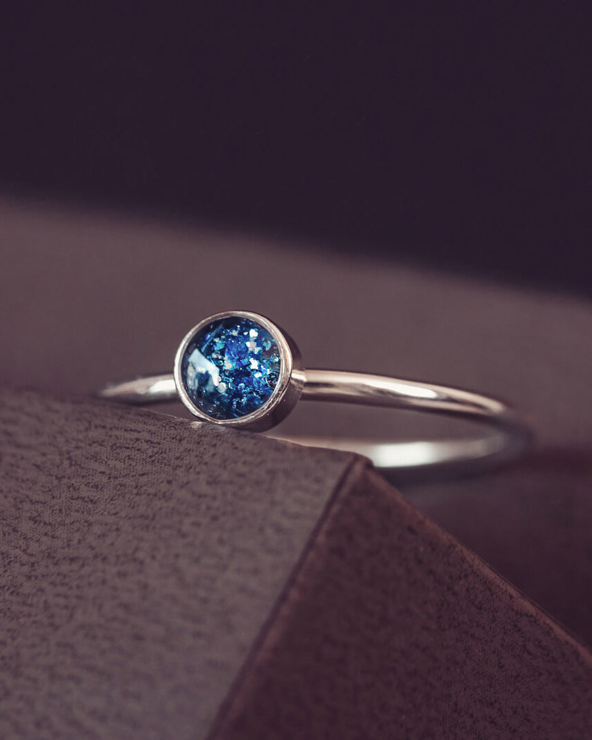 Silver Cremation Ashes Bezel Ring