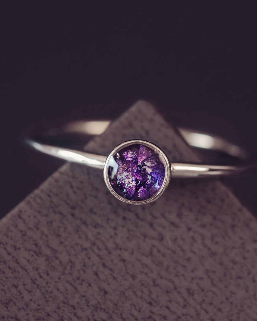 Silver Cremation Ashes Bezel Ring