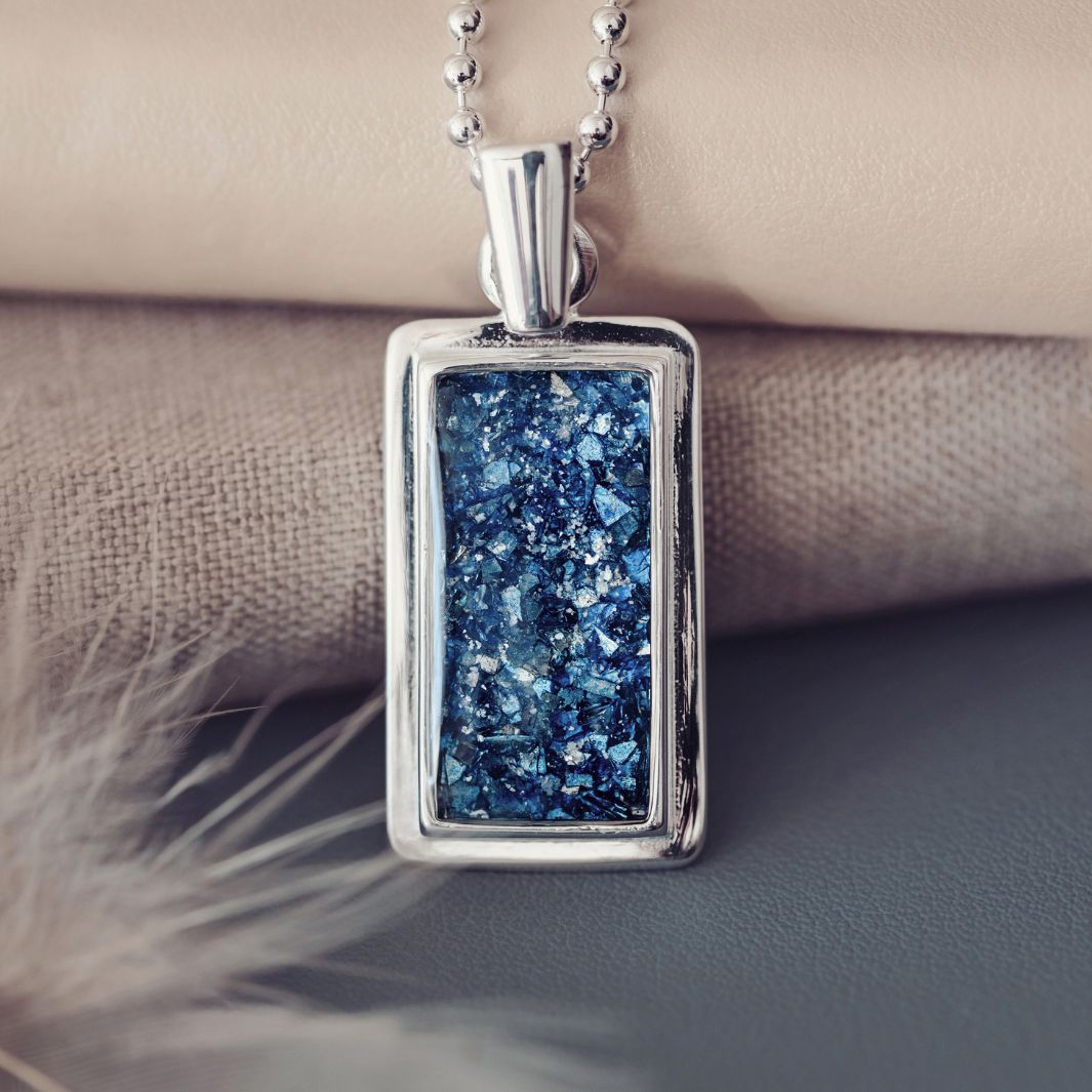 Unisex Cremation Ashes Rectangle Necklace For Men and Women
