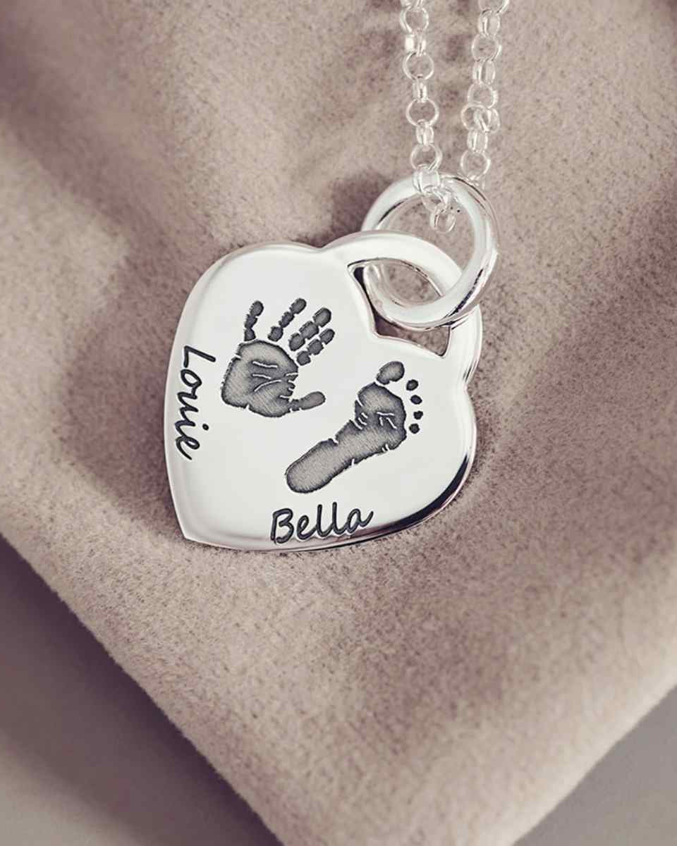 Handprint and Footprint on a necklace