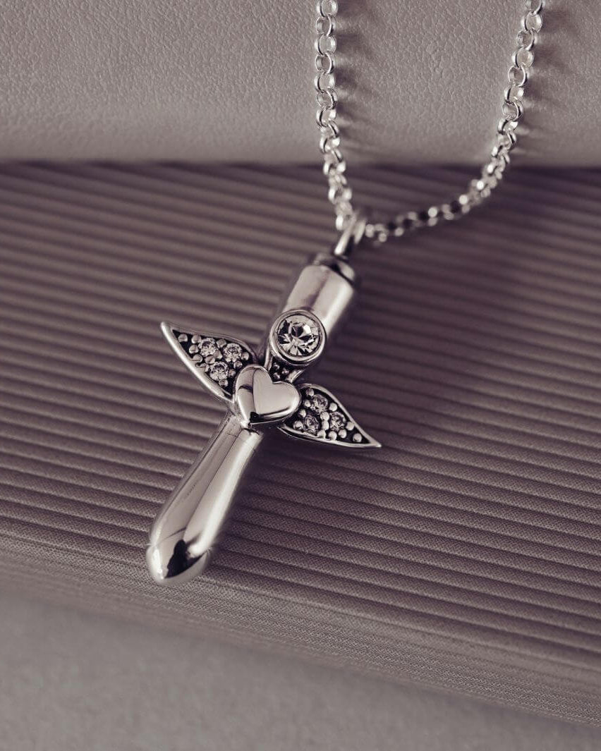 Angel Wing Ashes Urn Necklace