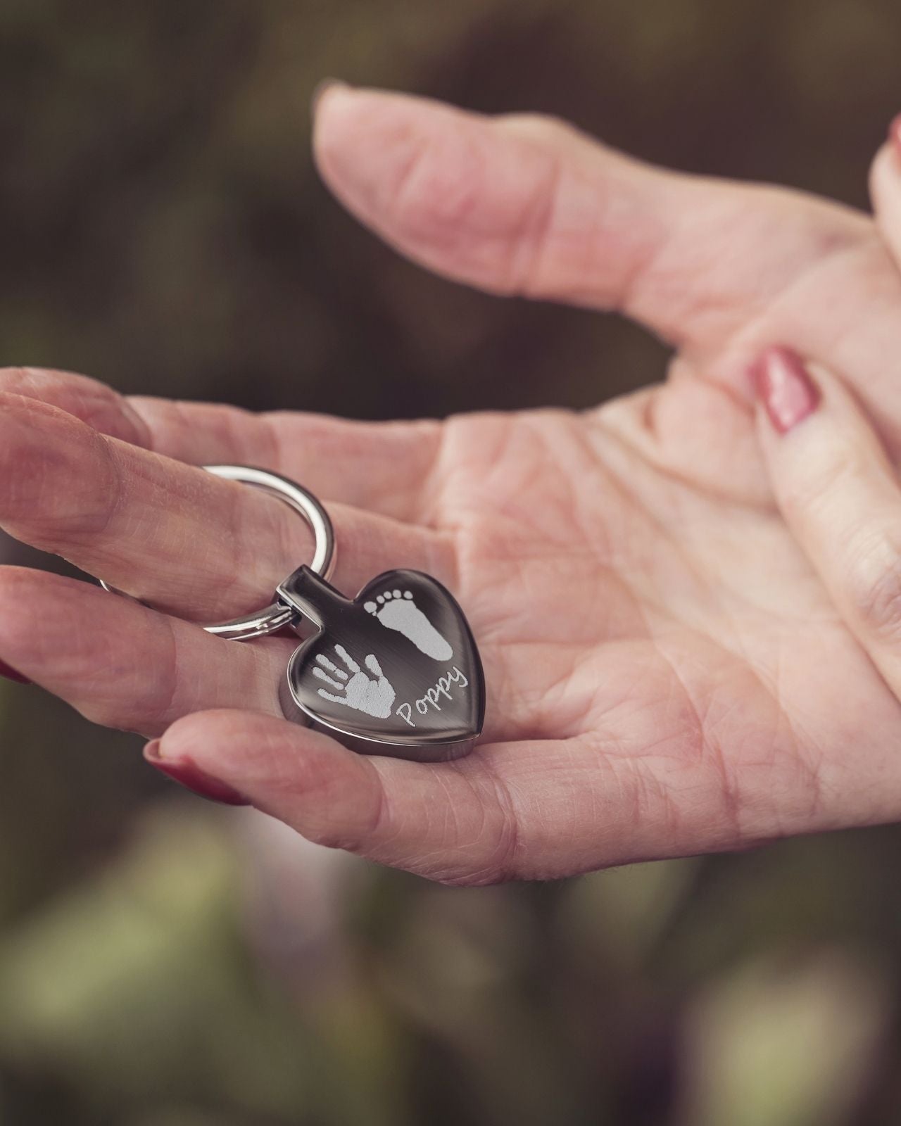 Handprint Heart Keyring