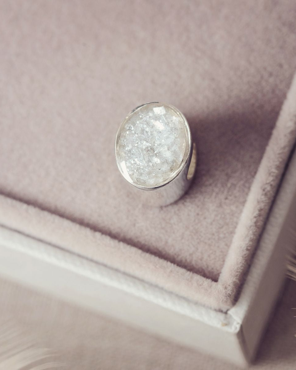 Memorial Ashes Oval Cremation Charm Bead Clear