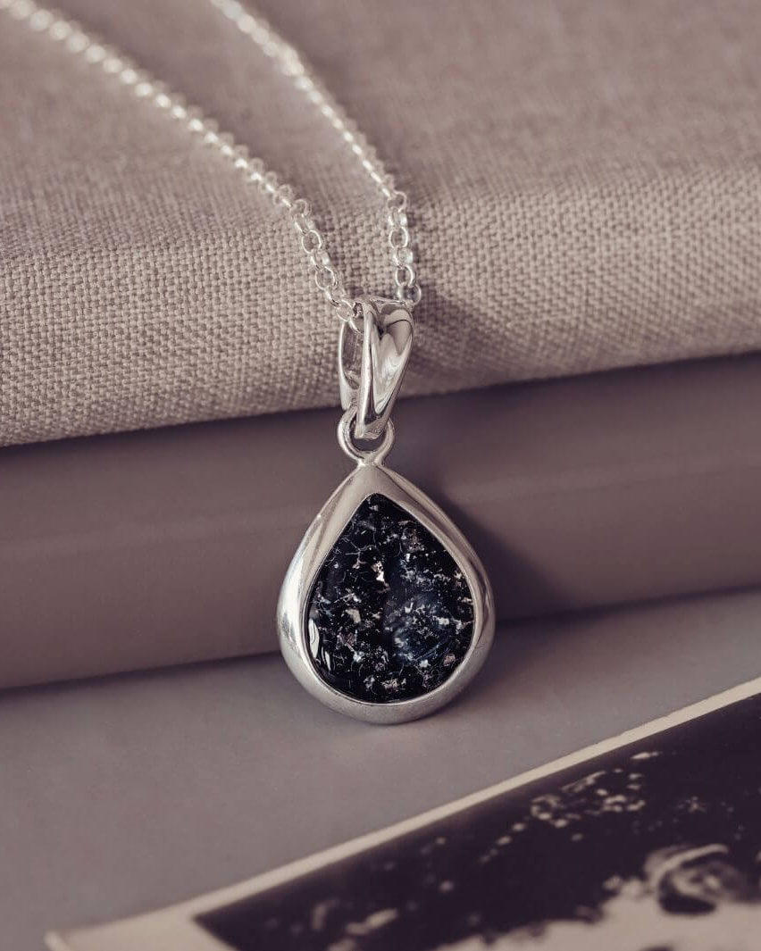 Memorial Ashes Peardrop Necklace Black