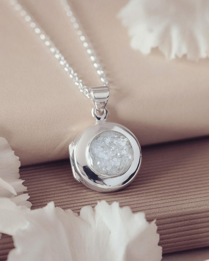 Memorial Ashes Round Locket Necklace Clear