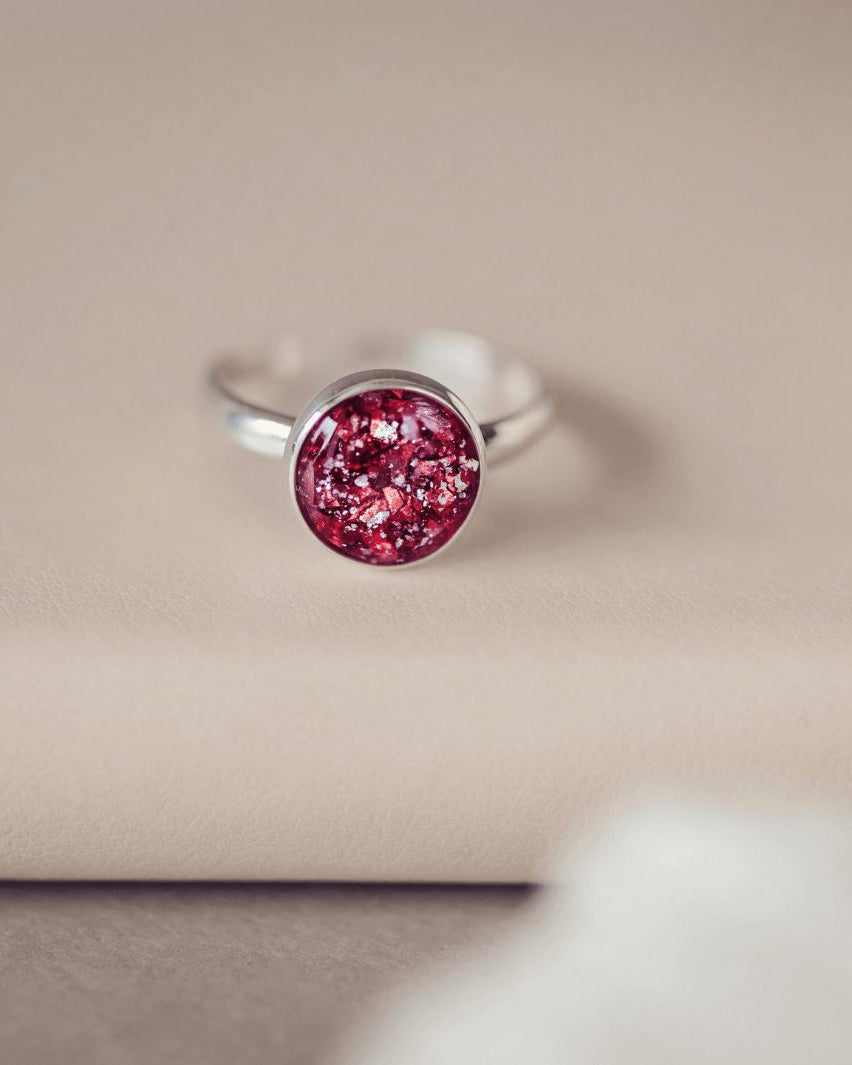 Memorial Ashes Round Cremation Ring Red