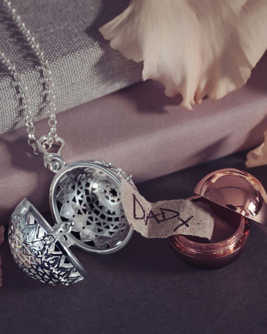 Patterned Ashes Urn Locket Necklace Bronze