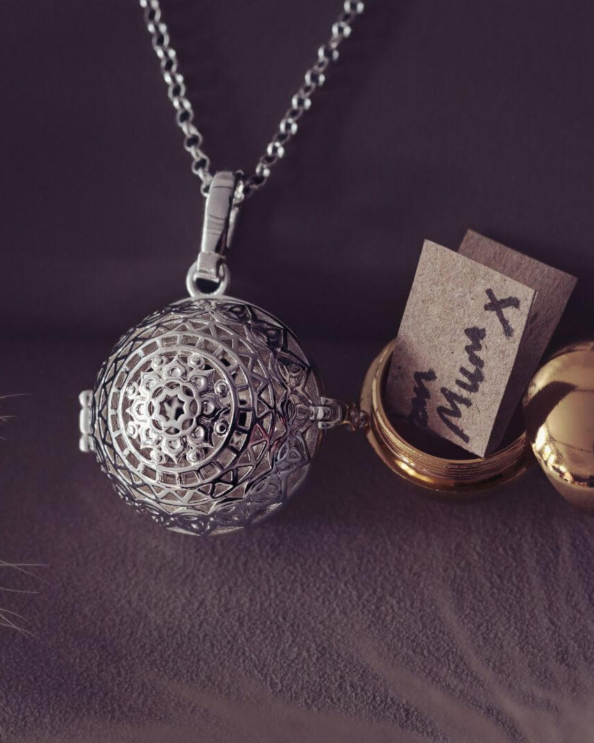Patterned Ashes Urn Locket Necklace Gold