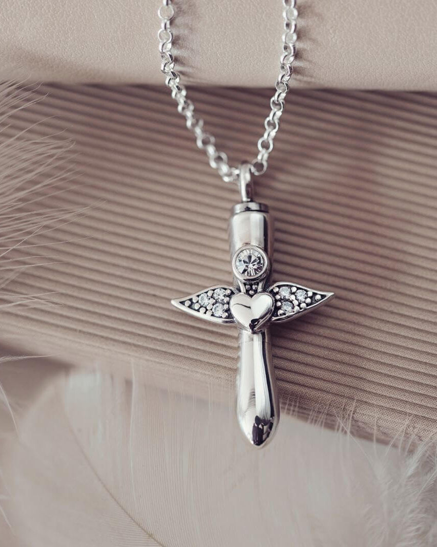 Angel Wing Ashes Urn Necklace