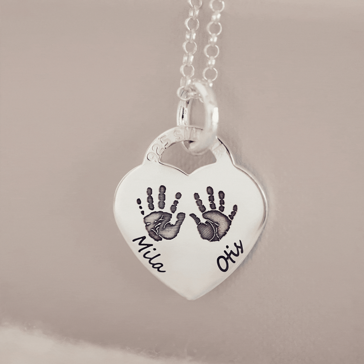 Handprint Heart Necklace With Your Children's Handprints