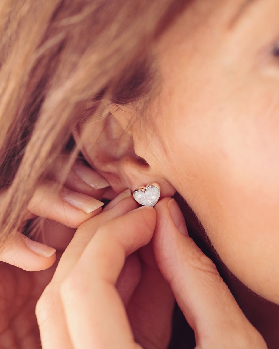 Cremation Ashes Heart Earrings