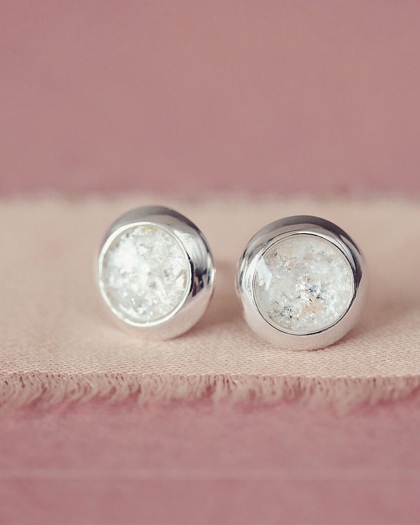 cremation ashes round earrings studs